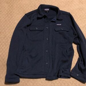 Patagonia Men's Dark Blue Shirt Jacket - fleece lined excellent cotton